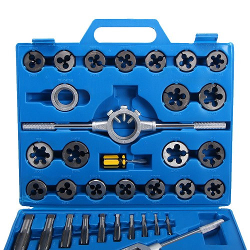 Coffret tarauds filières impériales (tailles en pouces) SAE - INCH - 45 pcs - pour véhicule américain et anglo-saxon - UO10028