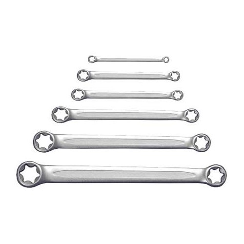  6-piece Double Ring Spanners for E-Type Screws (external), E6xE8-E20xE24 - UO10429 