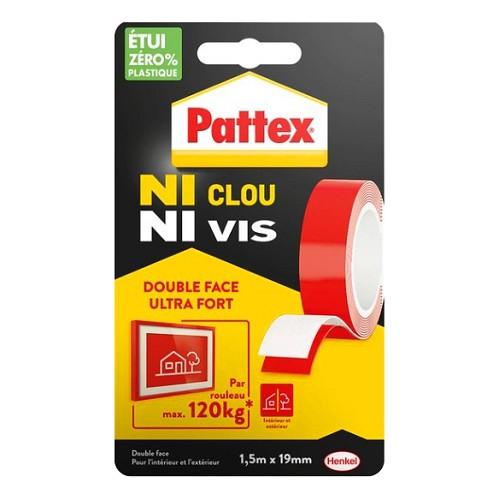     
                
                
    Adhésif double face Pattex 19mm 1.5M - UO10493
