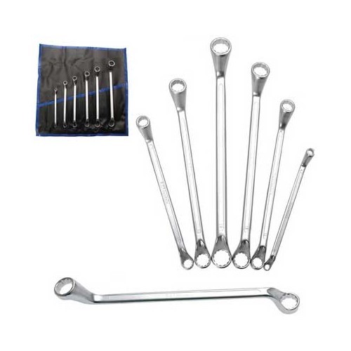  6-piece DoubleRing Spanner Set, 75° offset, SAE sizes, 1/4"-3/4" - UO10792 
