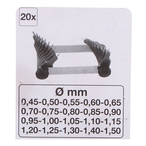 20-piece Nozzle Gauge, 0.45 - 1.50 mm - UO12477