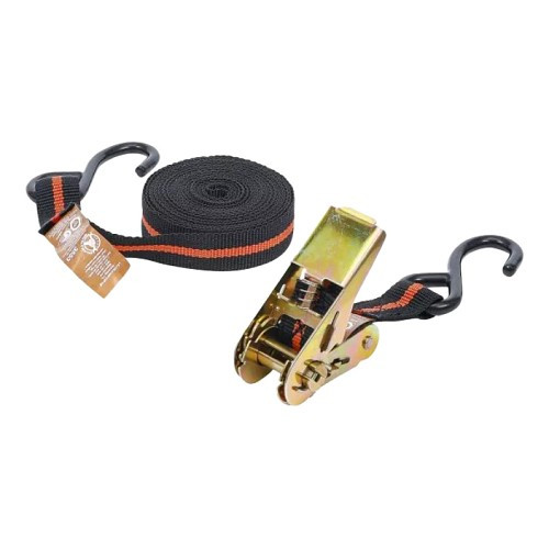     
                
                
    Ratchet strap with 2 BGS hooks | 5m x 24mm - UO15667
