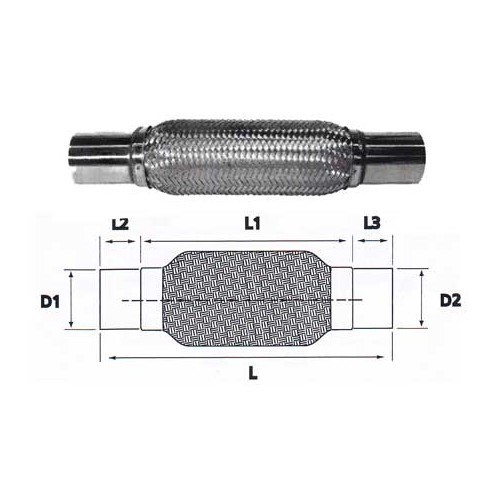  Flexibler Schlauch aus rostfreiem Stahl für Auspuffanschluss Durchmesser 45 <=> 45 mm - UO20202 