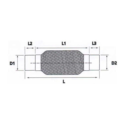  Flexibler Schlauch aus Edelstahl für Auspuffanschluss Durchmesser 48 <=> 44,5 mm - UO20210-1 
