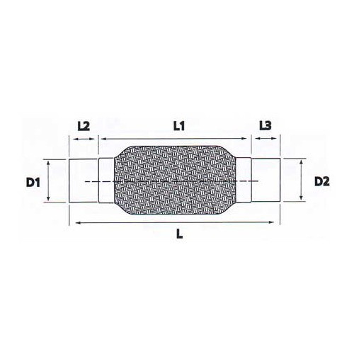  Flexibler Schlauch aus Edelstahl für Auspuffanschluss Durchmesser 51,5 <=> 51,5 mm - UO20222-1 