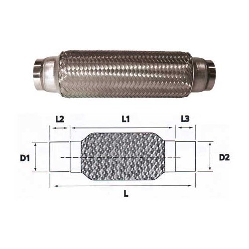  Tubo flessibile in acciaio inossidabile per collegamento di scarico diametro 48 <=> 48 mm - UO20230 