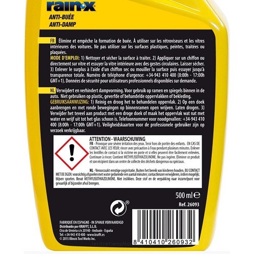  Anti-buée RAIN-X - en spray - 500ml - UO20332-1 
