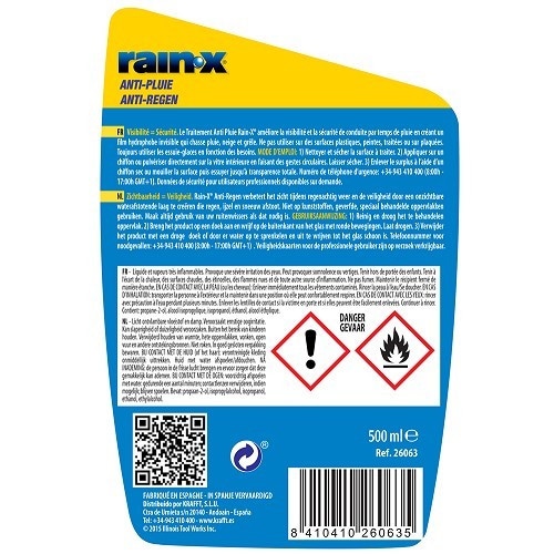 Anti-pluie RAIN-X - en spray - 500ml - UO20334 