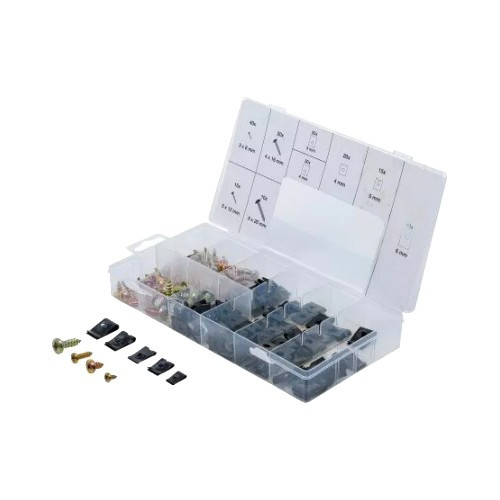     
                
                
    Assortiment d'écrous et de vis pour tôle de carrosserie | 170 pièces - UO51002
