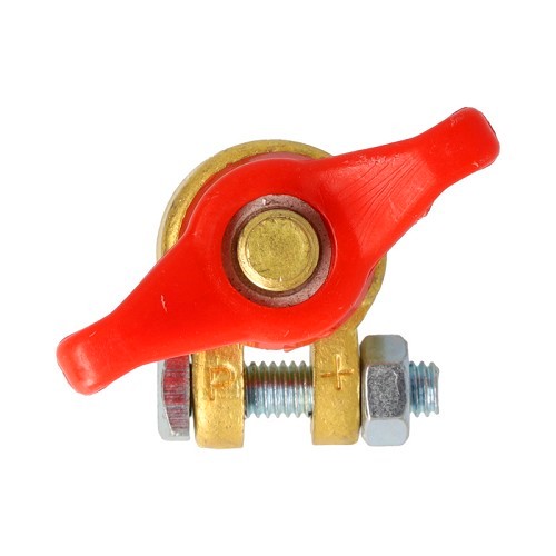  Brass battery terminal - Red butterfly ( ) M6 - UO62121 
