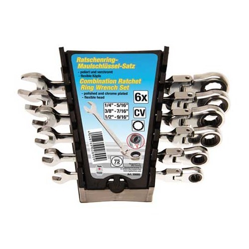  Ratchet spanner set - sizes in inches - 6 pieces - UO70852-1 