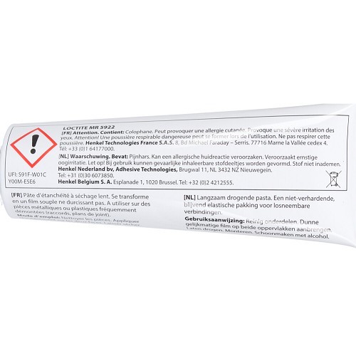 Pâte d'étanchéité noire flexible à séchage lent LOCTITE MR 5922 - tube - 200ml - UO93390