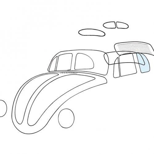  Seitenfenster Custode hinten links für Volkswagen Beetle ->07/1964 - VA00140 
