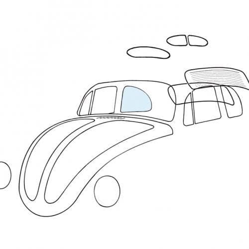  Vidrio lateral de custodia trasero derecho para Volkswagen escarabajo ->07/1964 - VA00141 