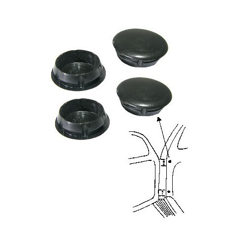  4 Tampões de tampas para parafusos de dobradiças para Volkswagen Carocha - VA131154-1 