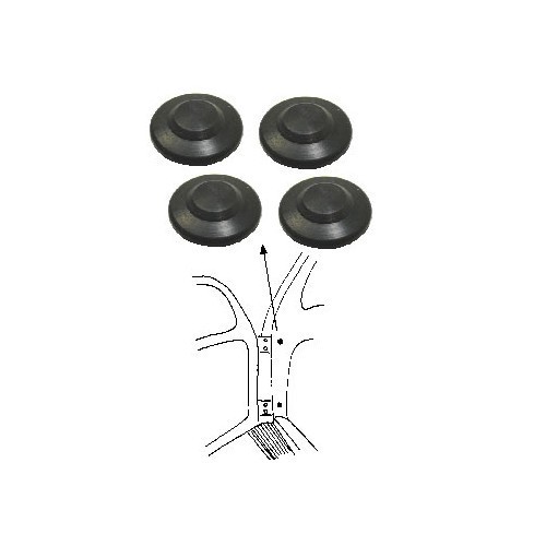  Tapas para los tornillos de las bisagras negras para Volkswagen escarabajo ->60 (4) - VA131159-1 