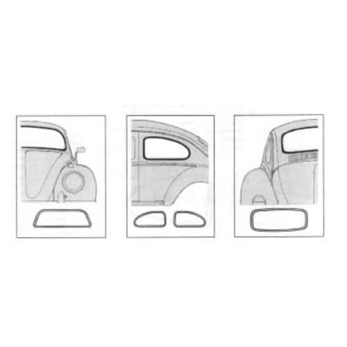  Joints de lunette arrière Deluxe pour Volkswagen Coccinelle Split-> 1953 - 2 pièces - VA13118-1 