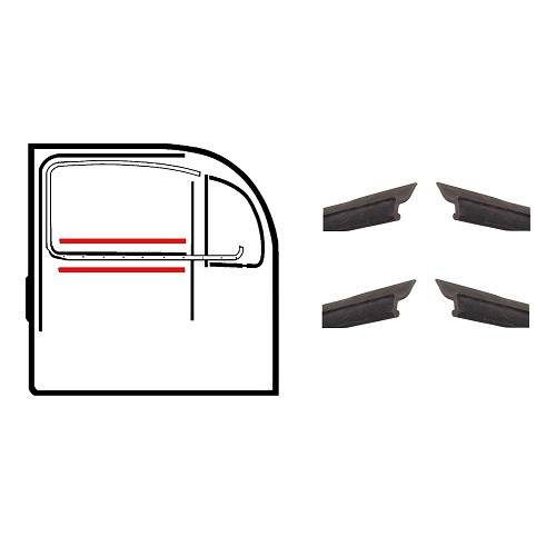     
                
                
    Lèche-vitres intérieur et extérieur pour Volkswagen Coccinelle Berline (-08/1952), 2 pièces - VA13147
