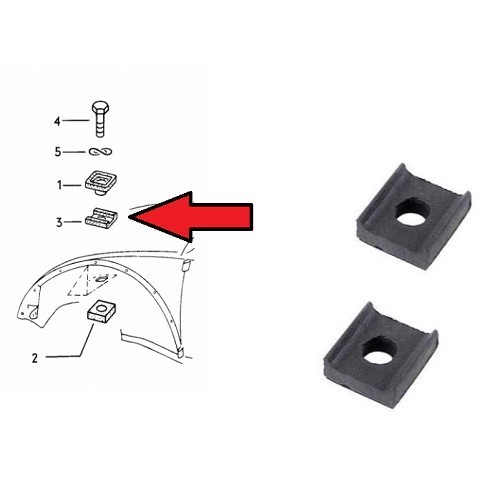  2 upper seals for between the front suspension and undercarriage for Volkswagen Beetle 1200 / 1300 61-> - VA15911 