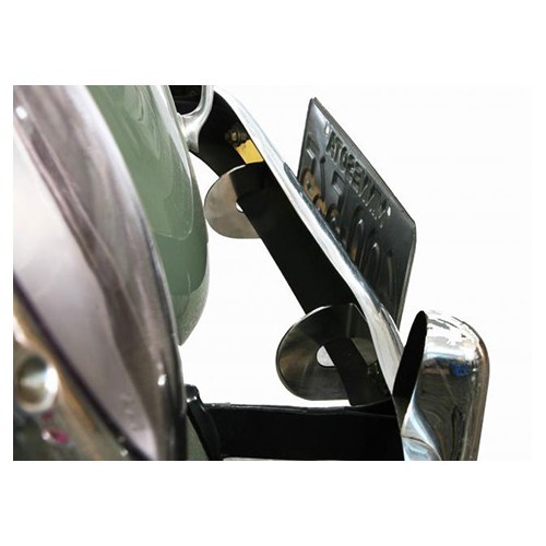 Suporta della targadi immatricolazione in acciao inox su paraurti anteriore per Volkswagen Cox ->67 Vintage Speed - VA20105