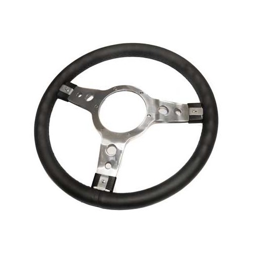  Mountney black leather & polished aluminium steering wheel, 35 cm diameter - VB00201-3 