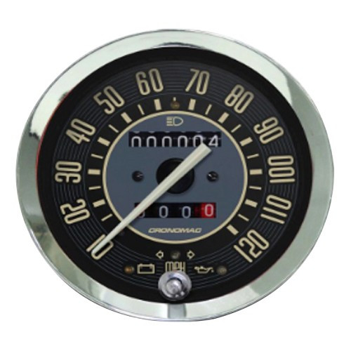     
                
                
    Compteur CRONOMAC pour VOLKSWAGEN Coccinelle 1302/1303 - 120km/h - VB09000
