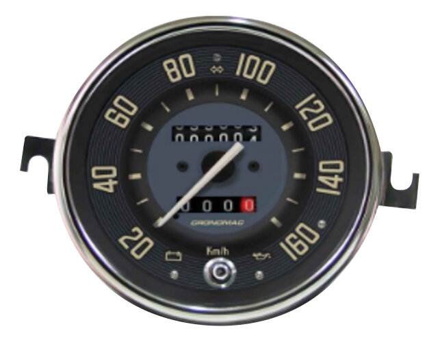 thumbnail image 2 of Vintage Volkswagen Bus VW Bug Beetle Karmann Ghia 120 MPH Speedometer Keychain Jewelry Set - Clear Glass 2 of 3