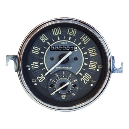     
                
                
    CRONOMAC toerenteller voor VOLKSWAGEN Kever 1200/1300 en Combi Split - 200km/h - VB09006
