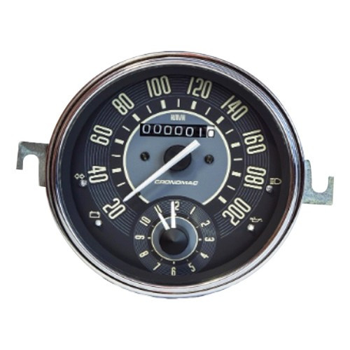     
                
                
    CRONOMAC meter en klok voor VOLKSWAGEN Kever 1200/1300 en Combi Split - 200km/h - VB09008
