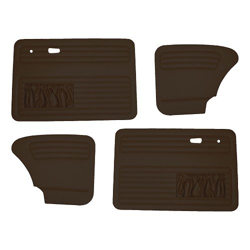  Conjunto de 4 painéis de porta em vinil castanho escuro TMI com bolsos para Volkswagen Cox 67-&gt; - VB10112912 