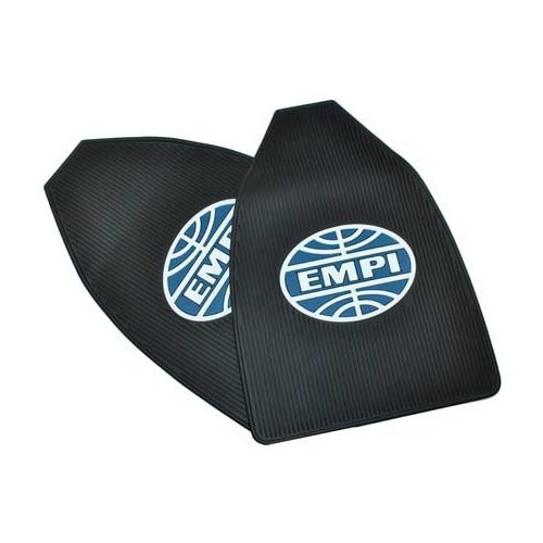  Tapis avant caoutchouc noir "EMPI" pour Volkswagen Coccinelle & Buggy - 2 pièces" - VB26105-1 