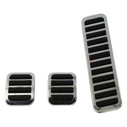  Anti-slip rubber and chrome pedal covers for Volkswagen Beetle - 3 pieces - VB32100 