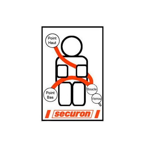  Cintura di sicurezza nera a 3 punti morbidi SECURON - VB33300-1 