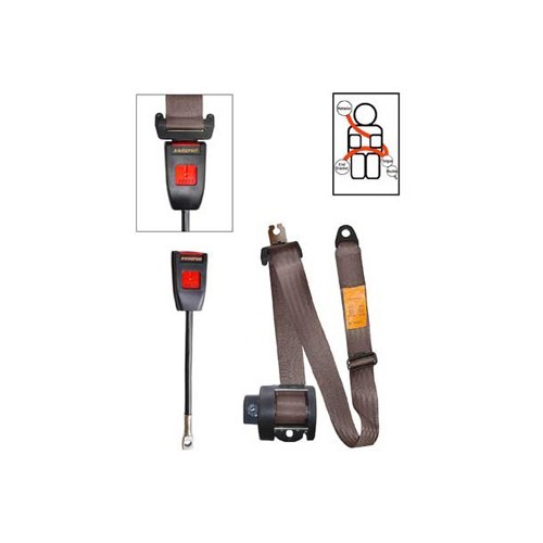  SECURON universal front safety belt, 3-point and retractor model - Brown - VB38123 