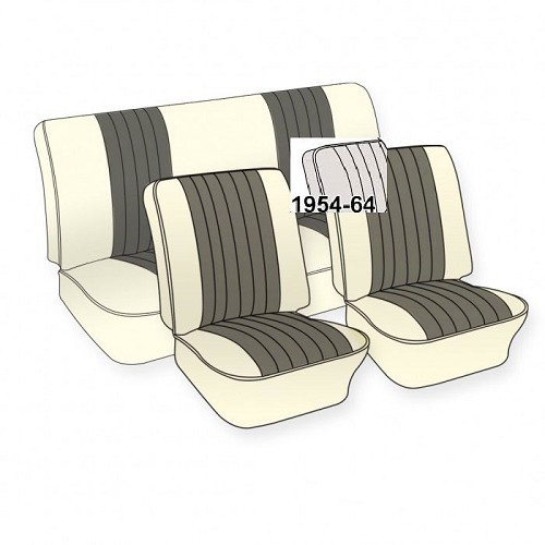  Housses de sièges TMI 2 tons couleurs & texture au choix pour Volkswagen Coccinelle Berline 54 ->55 - VB441121C 