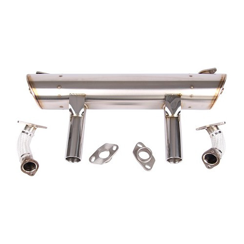 Scarico Vintage Speed Hi Performance in acciaio inox a doppia uscita senza riscaldatore per VOLKSWAGEN Beetle e Karmann-Ghia con motore tipo 1 (1300-1600cc) - VC20325
