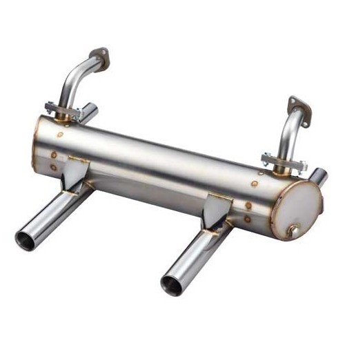     
                
                
    Vintage Speed roestvrijstalen dubbele uitlaatpijp voor Volkswagen Kever met 25/30 pk motor en ingekeepte achterklep. - VC20341
