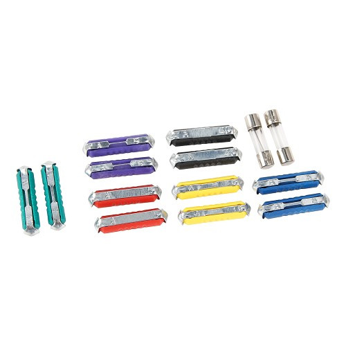     
                
                
    Assortiment varié de 10 fusibles cylindriques - VC31600
