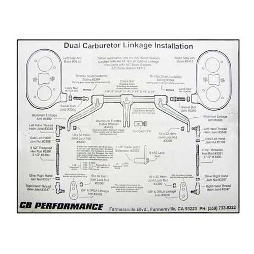  CB PERF linkage kit for 2 IDF/DRLA on Type 1 engine - VC42902-1 