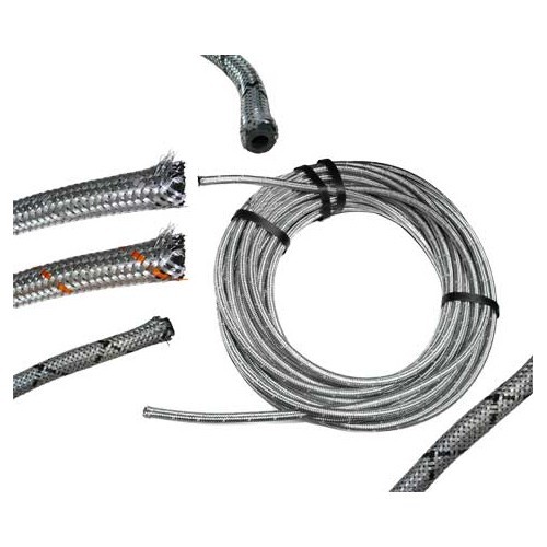  9 mm reinforced metal braided petrol hose - by the metre - VC45512 