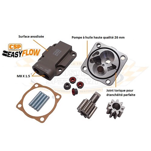  CSP "EasyFlow 26mm" high flow oil pump intake/outlet for T1 72 -> engine with AAC 4 Rivets - VC50208-1 