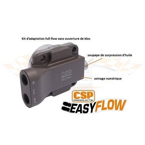  CSP "EasyFlow 26mm" heavy duty oil pump intake/outlet with pressure relief valve for T1 ->71 engine with AAC 3 Rivets - VC50213-3 