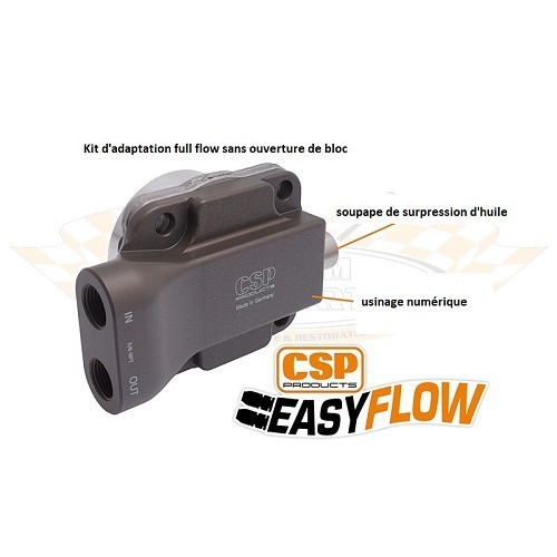  CSP Ölpumpe "EasyFlow 30mm" Einlass / Auslass mit Überdruckventil für T1 Motor -&gt;71 mit AAC 3 Nieten - VC50214-3 