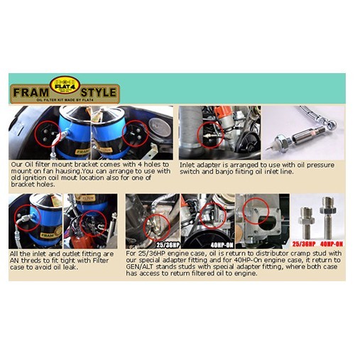  FRAM Vintage oil filter kit for Type 1 engine - VC51250-6 