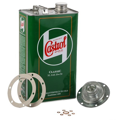     
                
                
    Oil change kit 5L Castrol oil strainer gasket bag for VOLKSWAGEN engine Type 1 Beetle Combi - VC52513

