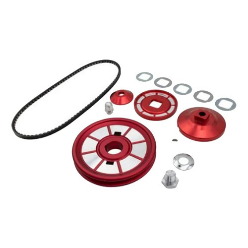Red aluminium alternator and crankshaft pulleys for VOLKSWAGEN engine type 1 - VC60041