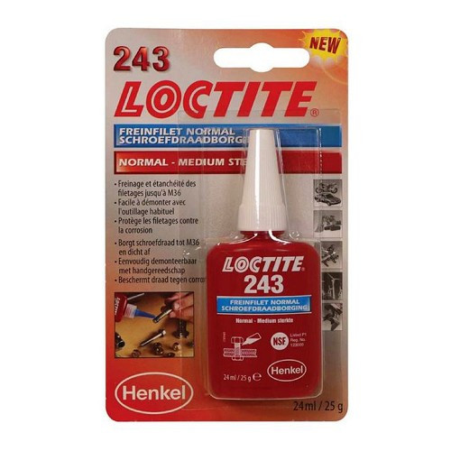     
                
                
    Frein filet normal LOCTITE 243 - flacon - 24ml - VD71206
