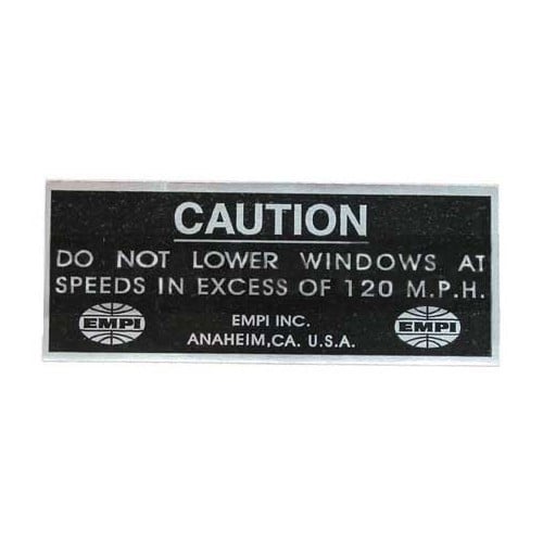  EMPI "Caution do not lower windows" sticker - VF01400 