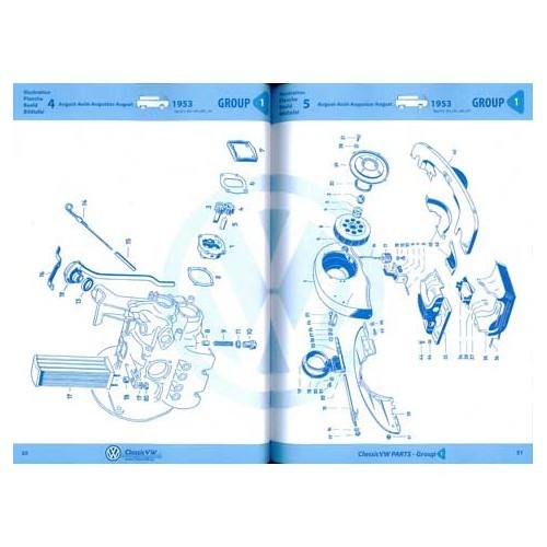  Explosionszeichnungen "Classic VW Parts" Gruppe 1 (49 ->73) - Motor - Teil 1 - VF02801-1 