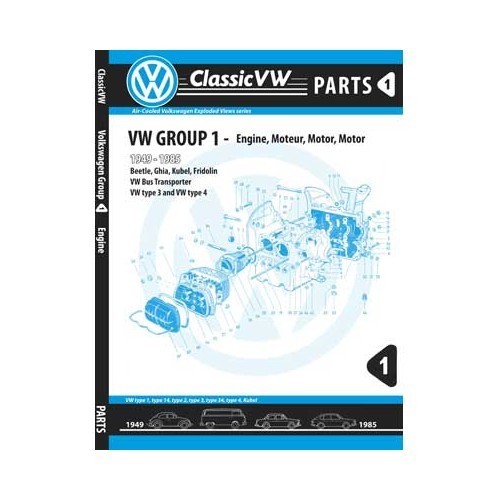  Explosionszeichnungen "Classic VW Parts" Gruppe 1 (49 ->73) - Motor - Teil 1 - VF02801 
